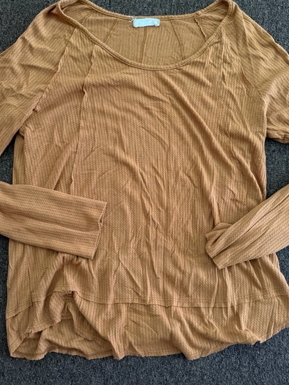 Women’s Long Sleeve Scoop Neck Top — Camel